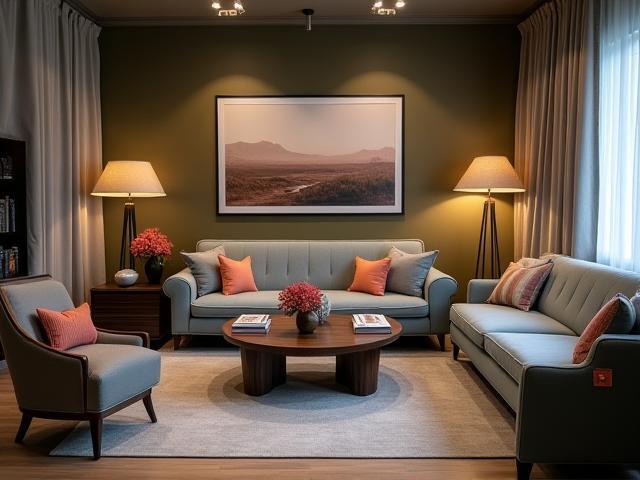 Comfortable client lounge area in the studio with stylish seating